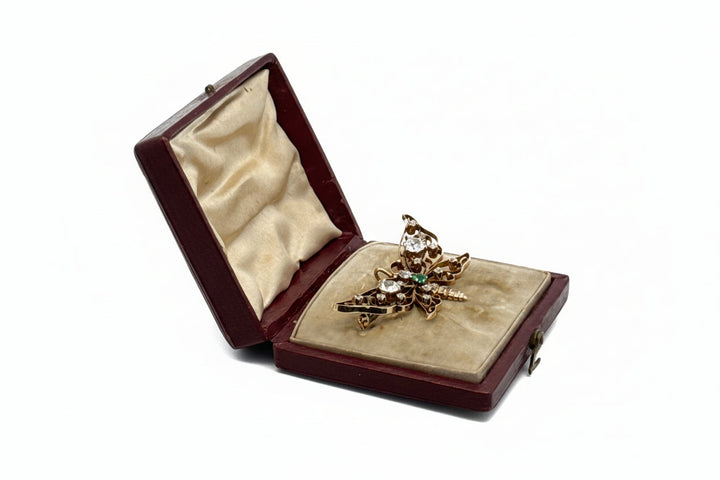 Victorian 1890's Old European Cut Diamond and Emerald Pendant/Brooch