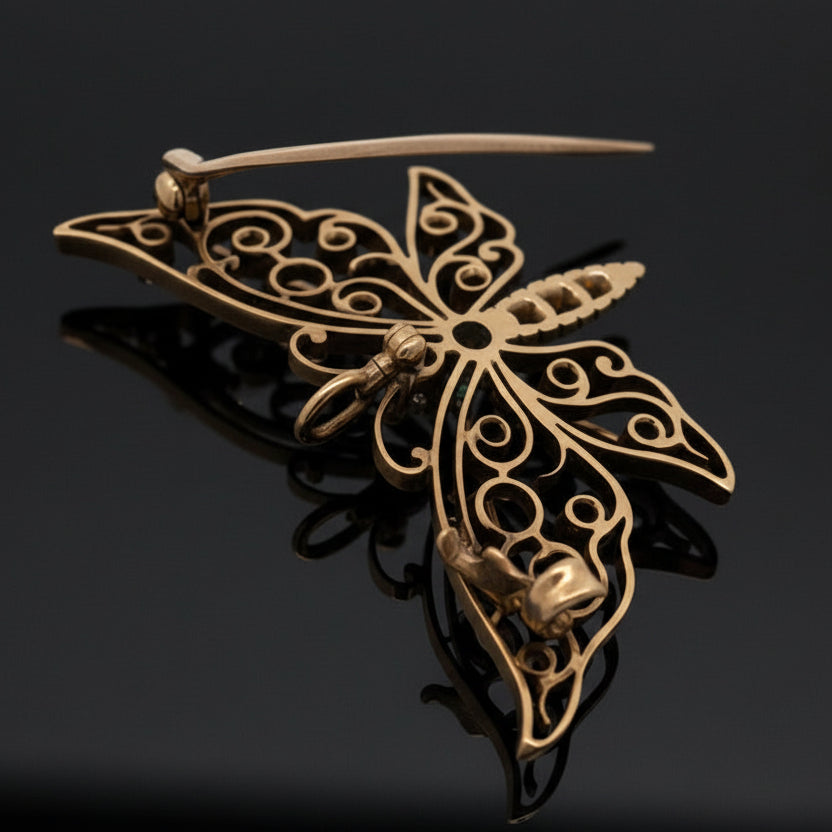 Victorian 1890's Old European Cut Diamond and Emerald Pendant/Brooch