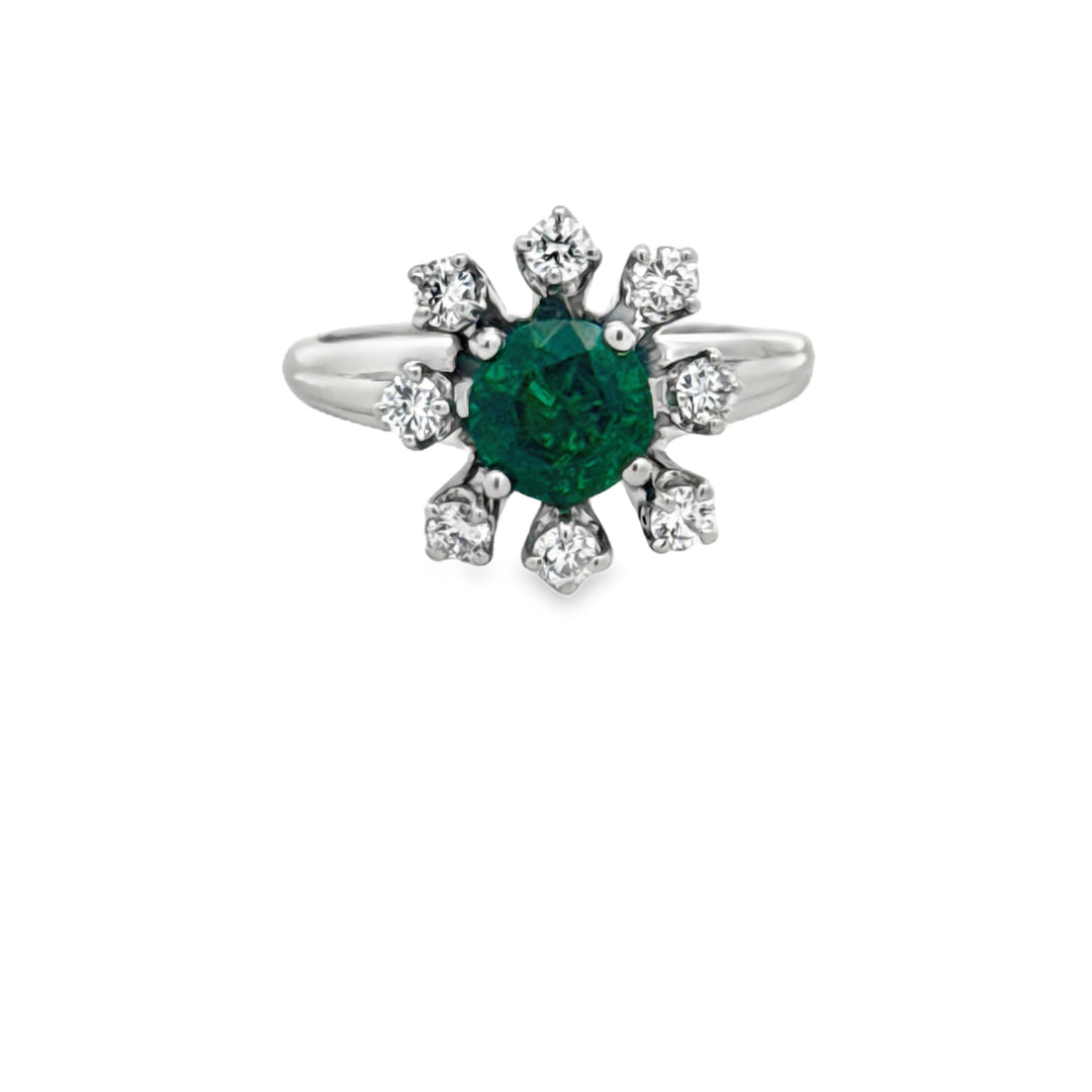 Emerald and Diamond Platinum Ring