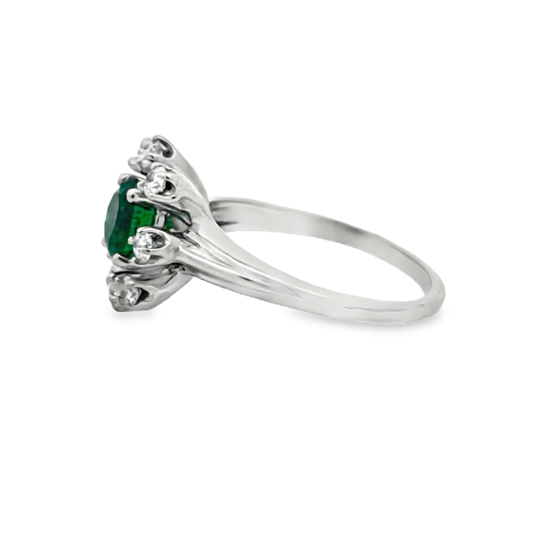Emerald and Diamond Platinum Ring