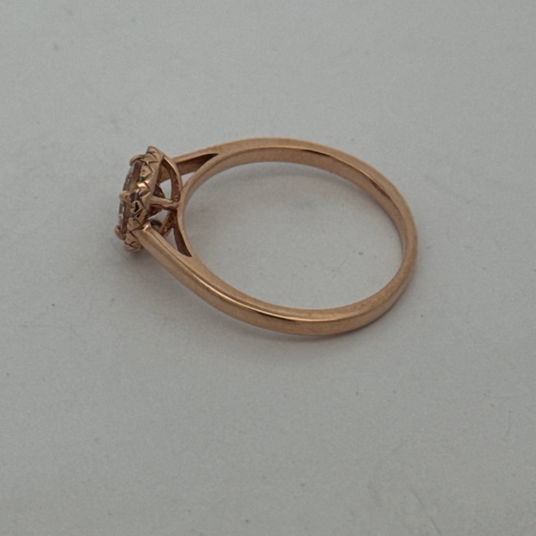 Morganite, Diamond, and 14K Rose Gold Halo Ring