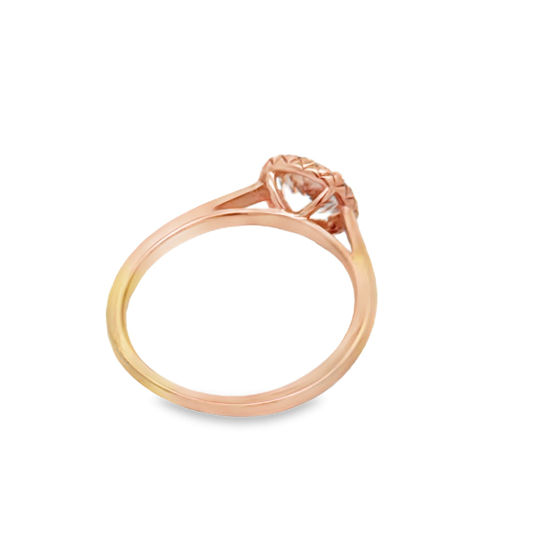 Morganite, Diamond, and 14K Rose Gold Halo Ring