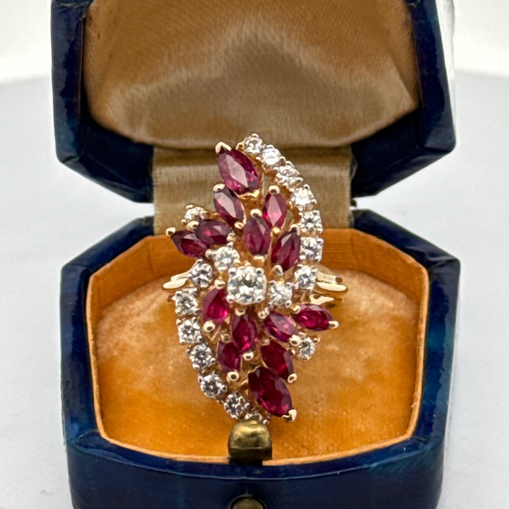 Estate Ruby Diamond 14K Yellow Gold Ring 15436
