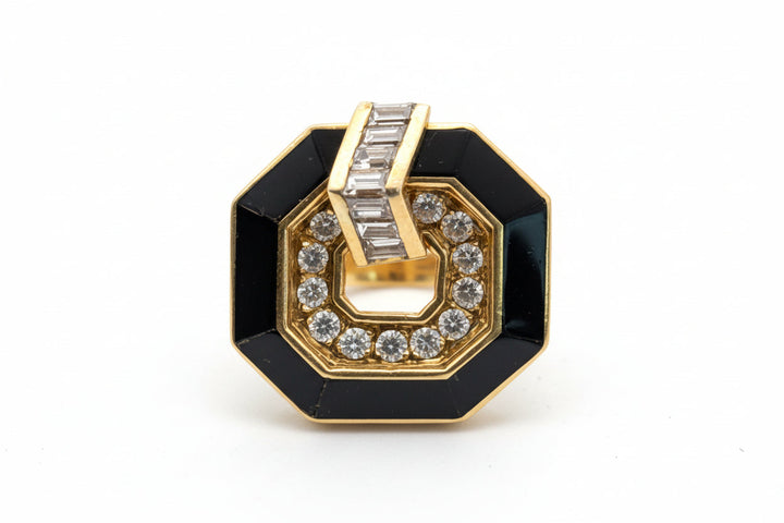 Chaumet Paris 6.20cttw Diamond Inlay Onyx Necklace and Earring Set