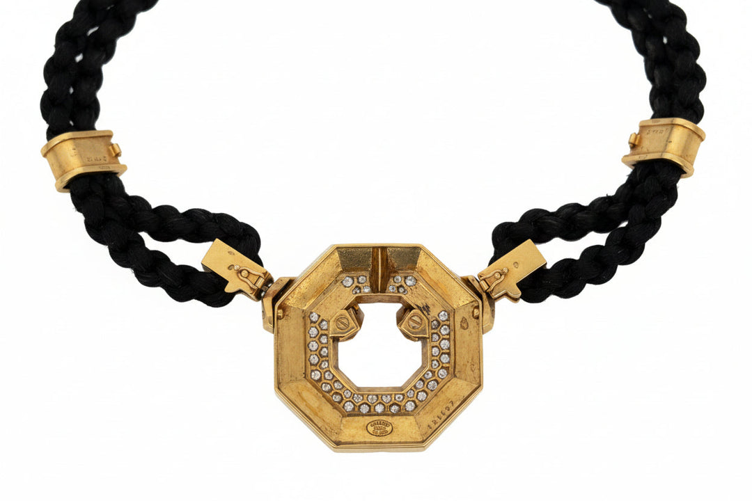 Chaumet Paris 6.20cttw Diamond Inlay Onyx Necklace and Earring Set