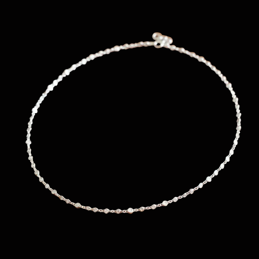 Custom Made 3.65cttw Diamond By The Yard 14K White Gold Necklace
