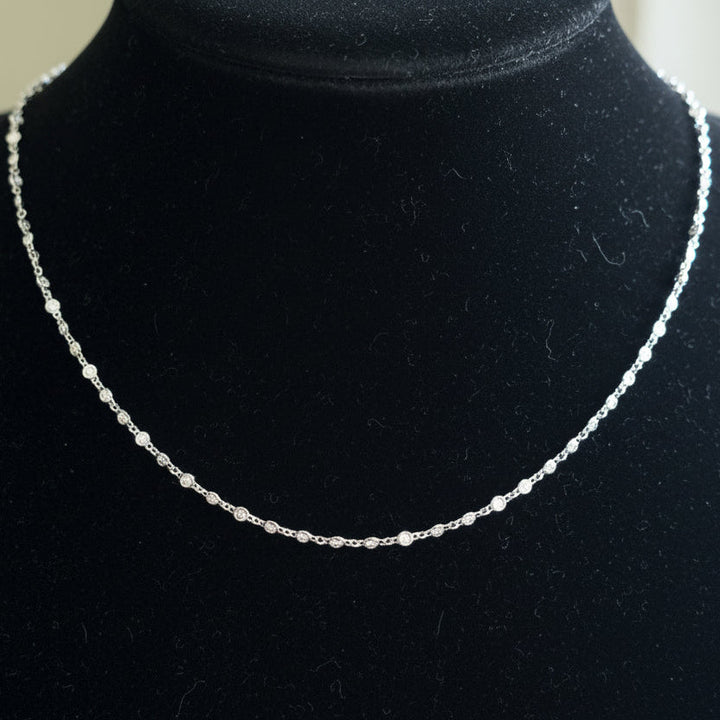 Custom Made 3.65cttw Diamond By The Yard 14K White Gold Necklace