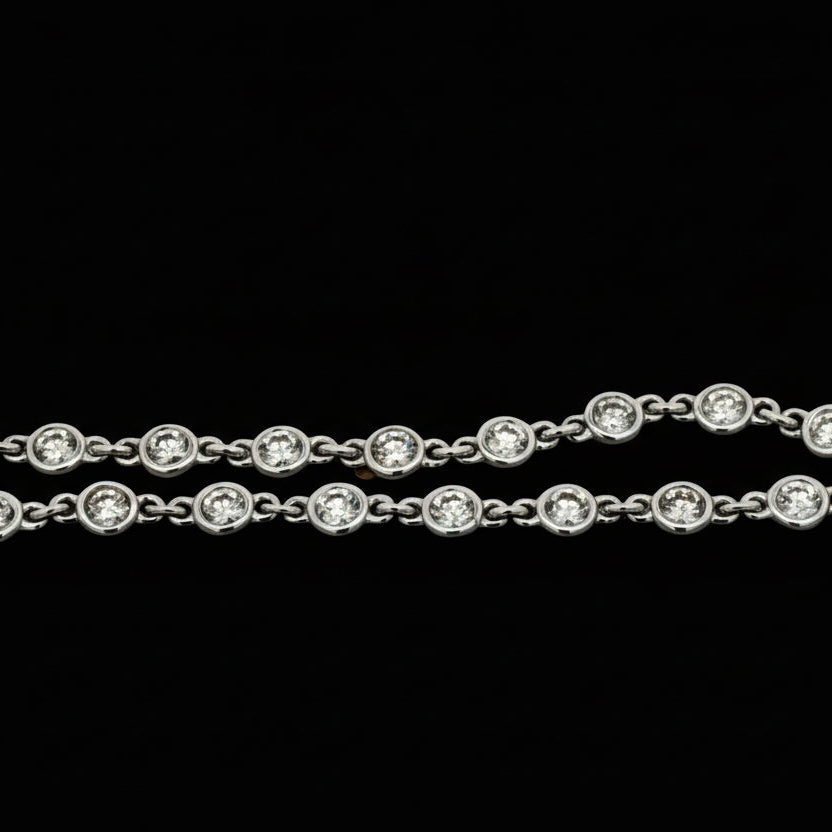 Custom Made 3.65cttw Diamond By The Yard 14K White Gold Necklace