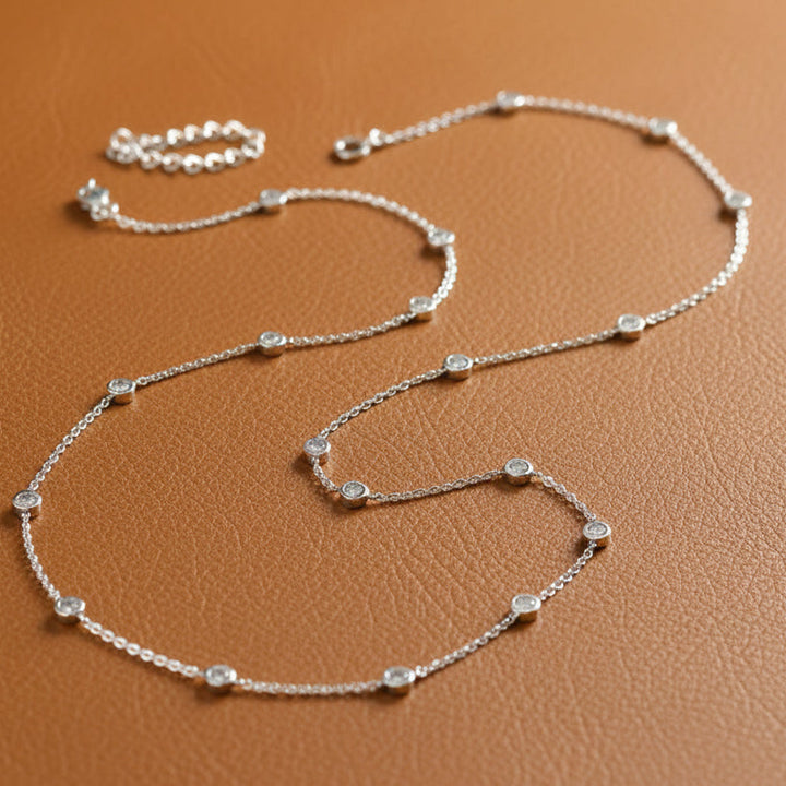 Custom Made 4.31cttw Diamond By The Yard 14K White Gold Necklace