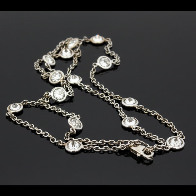 Custom Made 4.31cttw Diamond By The Yard 14K White Gold Necklace