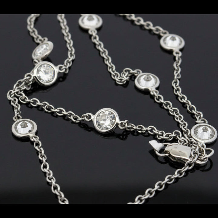 Custom Made 4.31cttw Diamond By The Yard 14K White Gold Necklace