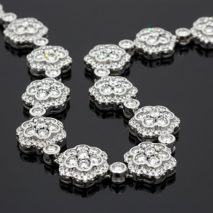 Designer AV 8.46cttw Diamond 14Kt White Gold Floral Necklace