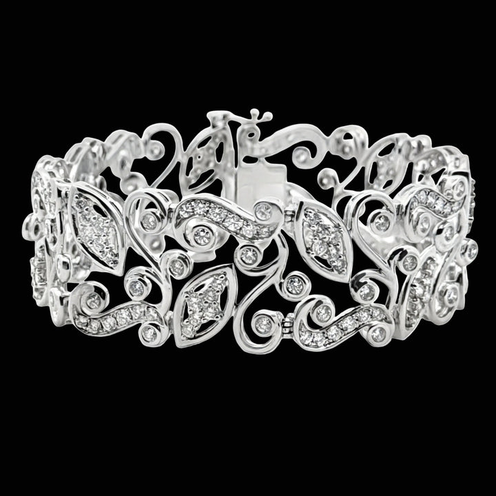 Designer AV 7.45cttw Diamond 14Kt White Gold Bracelet