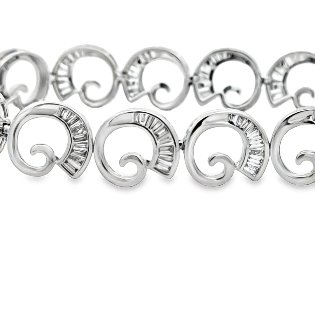 Designer AV 2.84cttw Diamond Swirl 14Kt White Gold Bracelet