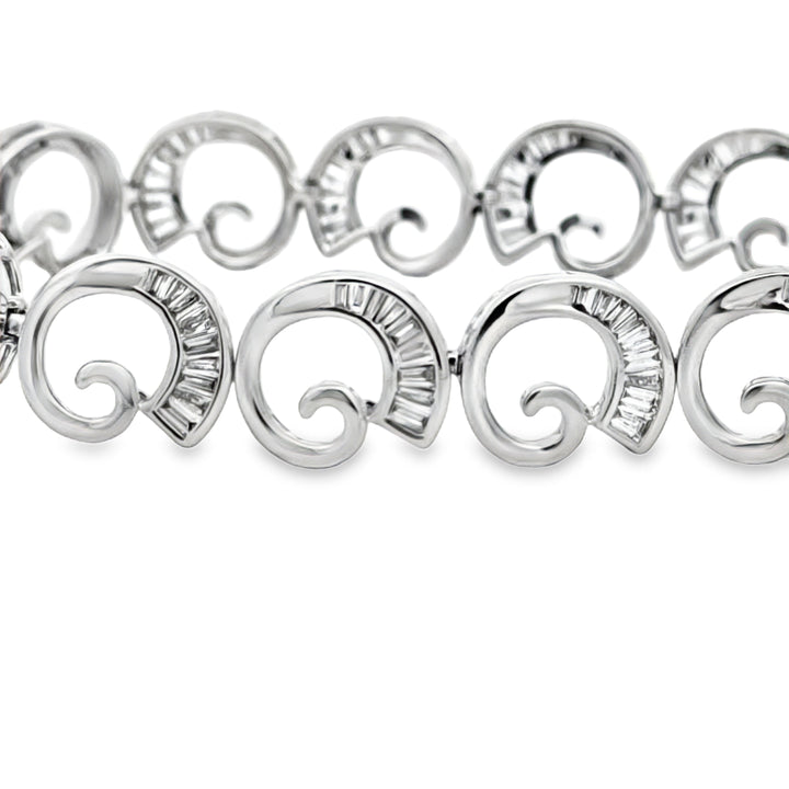Designer AV 2.84cttw Diamond Swirl 14Kt White Gold Bracelet