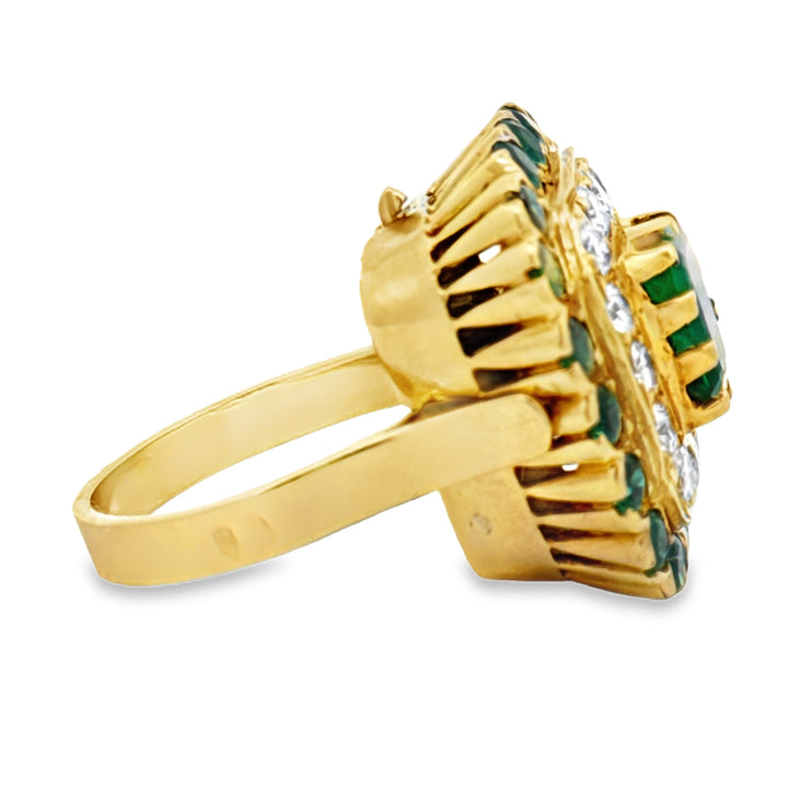 Custom Made Diamond and Emerald Ring Convertible Pendant 18Kt Yellow Gold