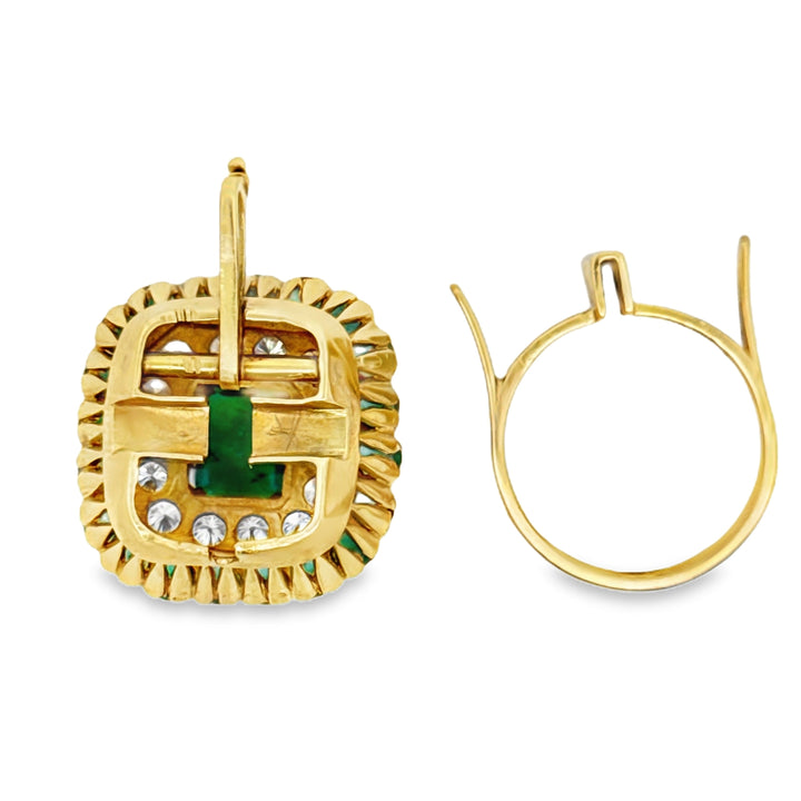 Custom Made Diamond and Emerald Ring Convertible Pendant 18Kt Yellow Gold