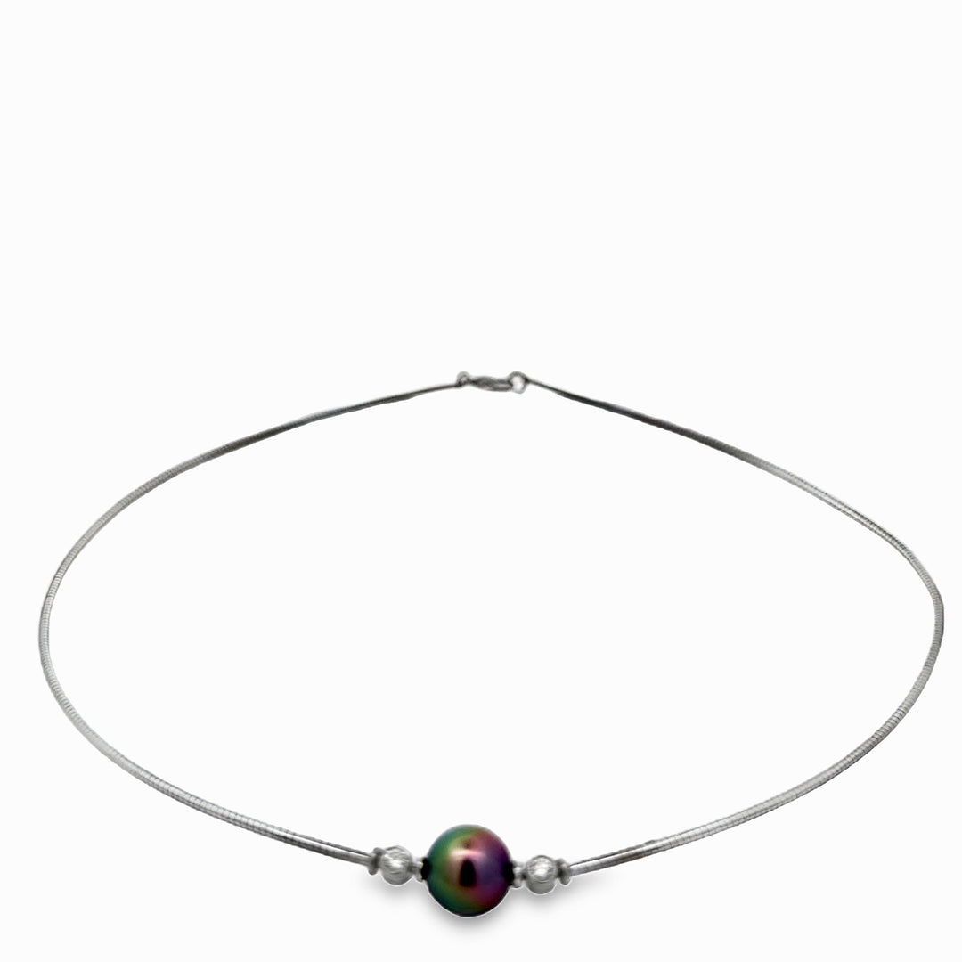 Mikimoto Tahitian Pearl and Diamond 18K White Gold Necklace