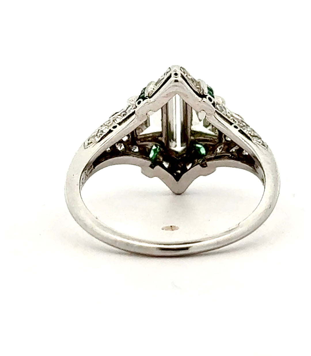 Art Deco Diamond and Emerald Platinum Ring