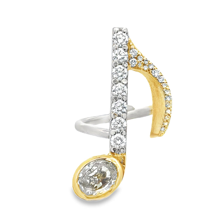 Rock N' Roll Musical Note Natural Fancy Yellow and White 14K Ring