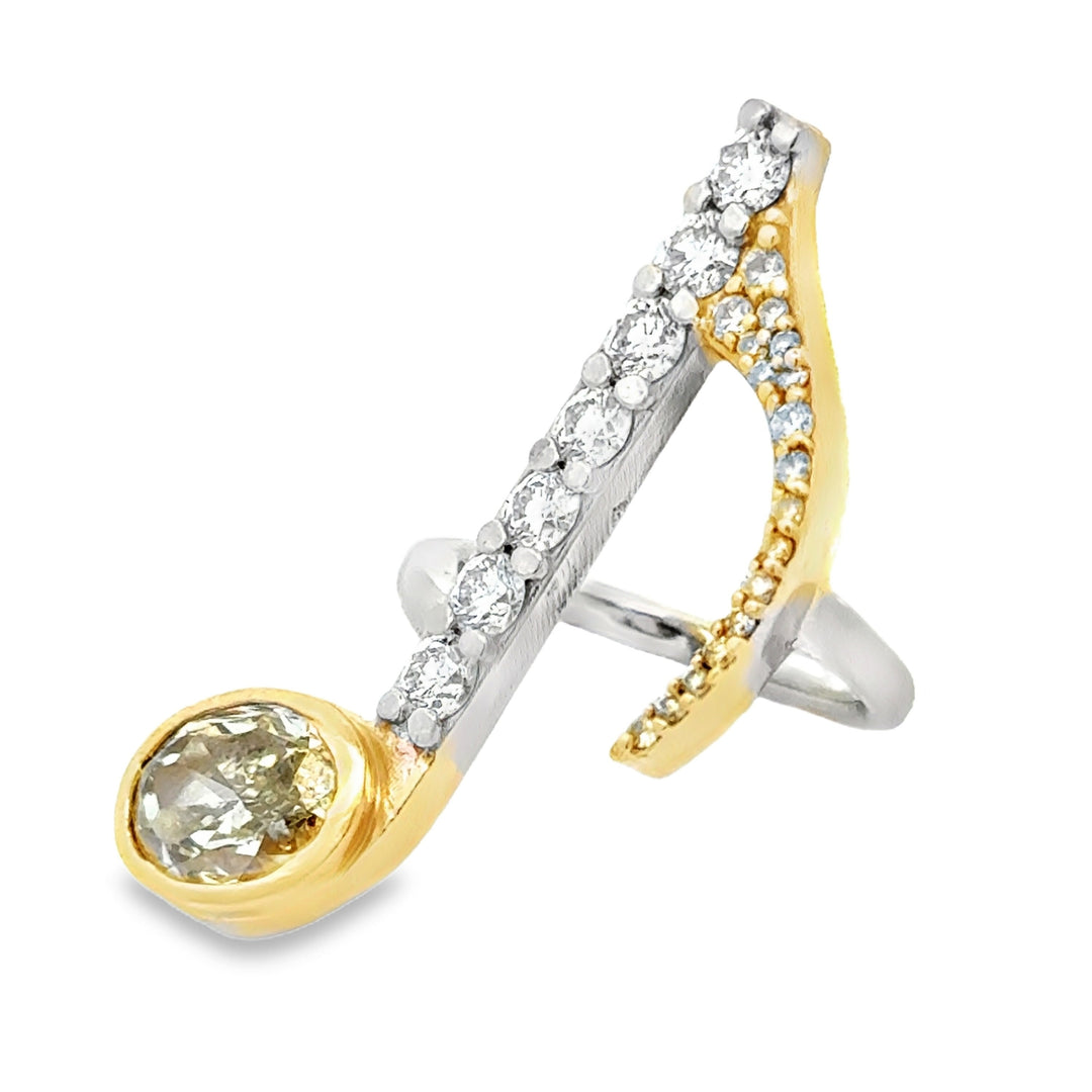 Rock N' Roll Musical Note Natural Fancy Yellow and White 14K Ring