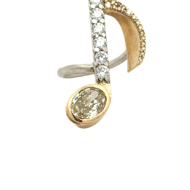 Rock N' Roll Musical Note Natural Fancy Yellow and White 14K Ring
