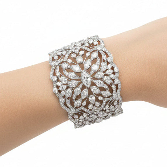 Modern 39.52cttw Diamond Platinum Couture Bangle