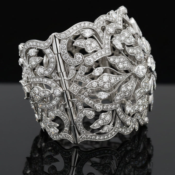 Modern 39.52cttw Diamond Platinum Couture Bangle