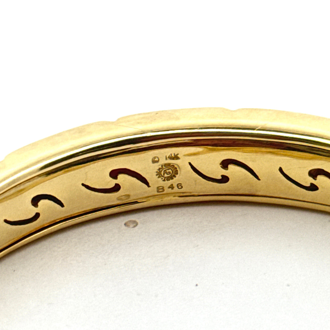 Asch Grossbardt Inlay Mother of Pearl 14Kt Yellow Gold Bangle