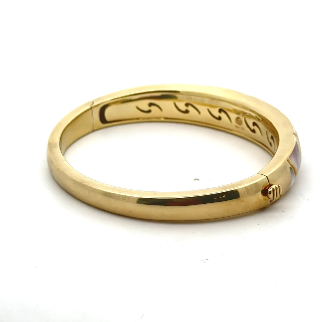 Asch Grossbardt Inlay Mother of Pearl 14Kt Yellow Gold Bangle