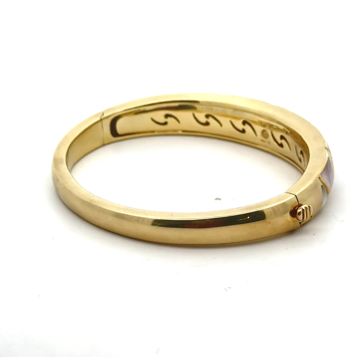 Asch Grossbardt Inlay Mother of Pearl 14Kt Yellow Gold Bangle