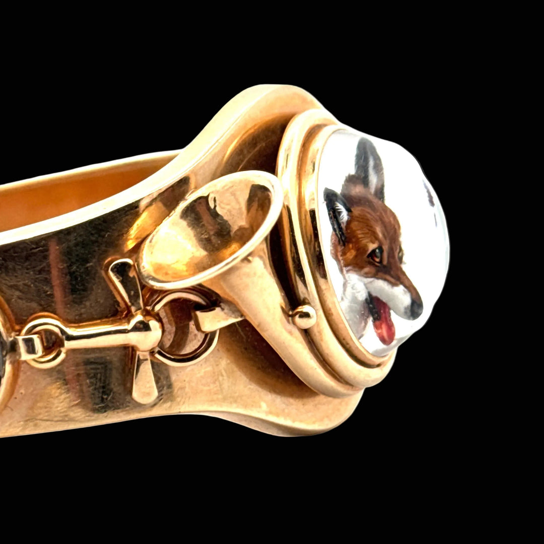Vintage Equestrian/ Fox Hunt Rare 14K Yellow Gold Bangle
