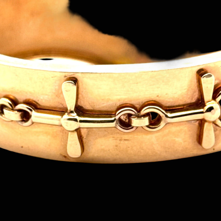 Vintage Equestrian/ Fox Hunt Rare 14K Yellow Gold Bangle