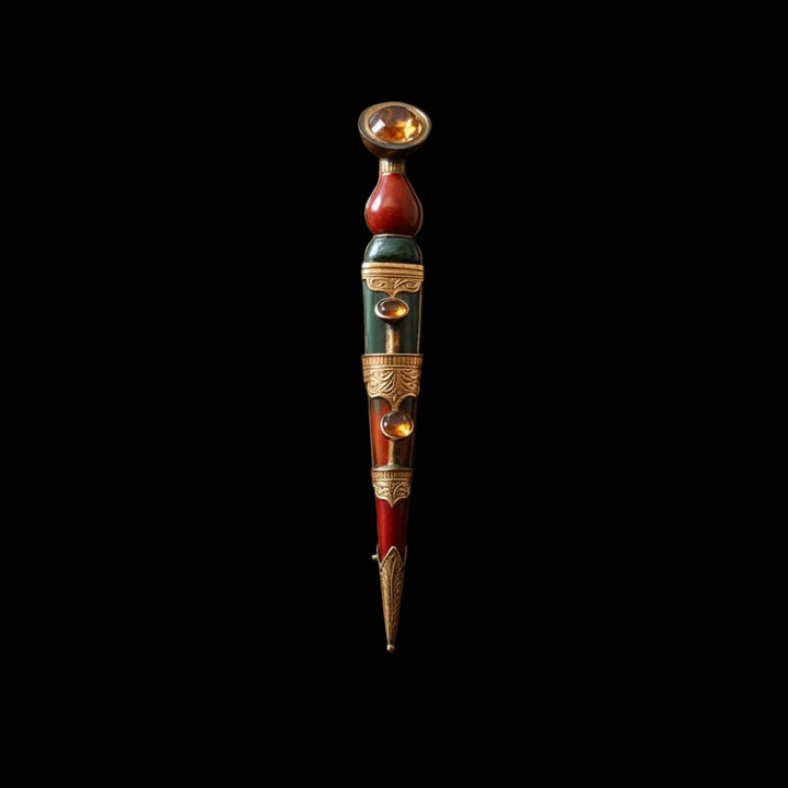 Scotttish Dirk 1890 Gemstone 9K Brooch