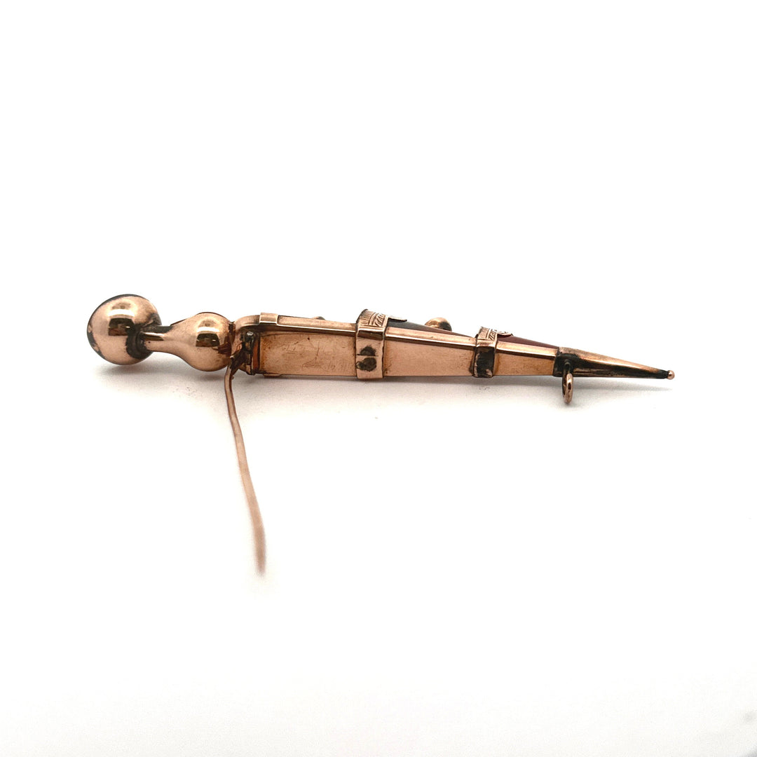 Scotttish Dirk 1890 Gemstone 9K Brooch