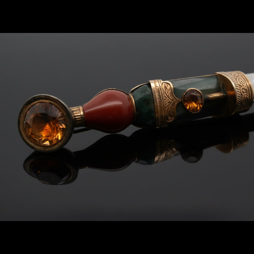 Scotttish Dirk 1890 Gemstone 9K Brooch