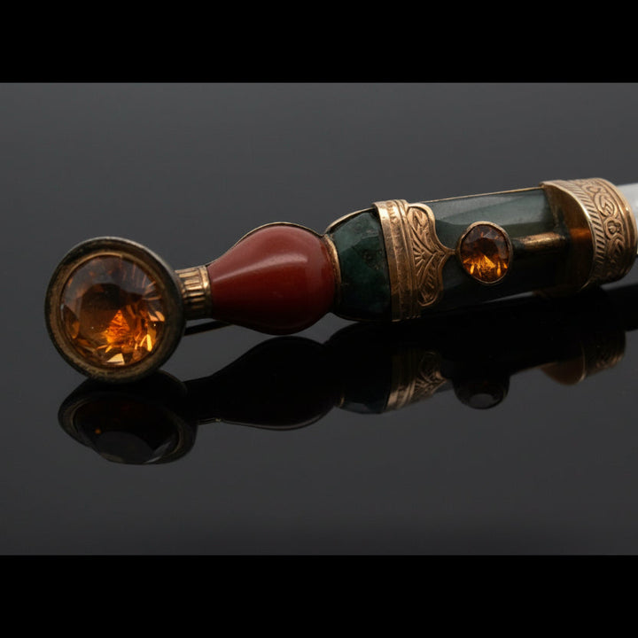 Scotttish Dirk 1890 Gemstone 9K Brooch