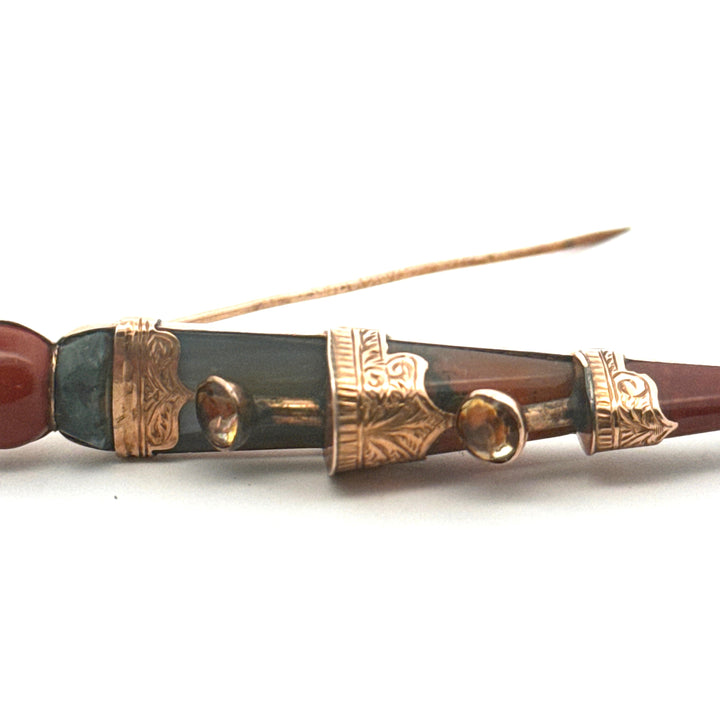 Scotttish Dirk 1890 Gemstone 9K Brooch