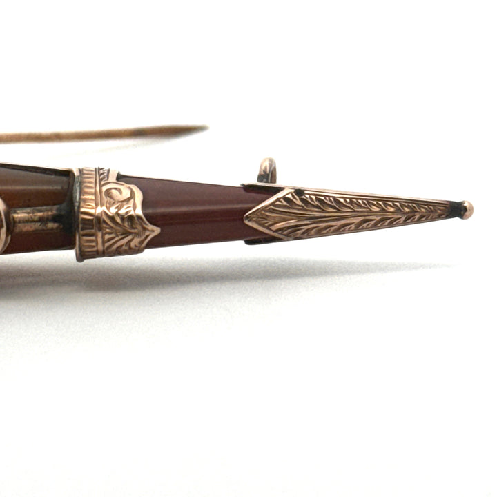 Scotttish Dirk 1890 Gemstone 9K Brooch