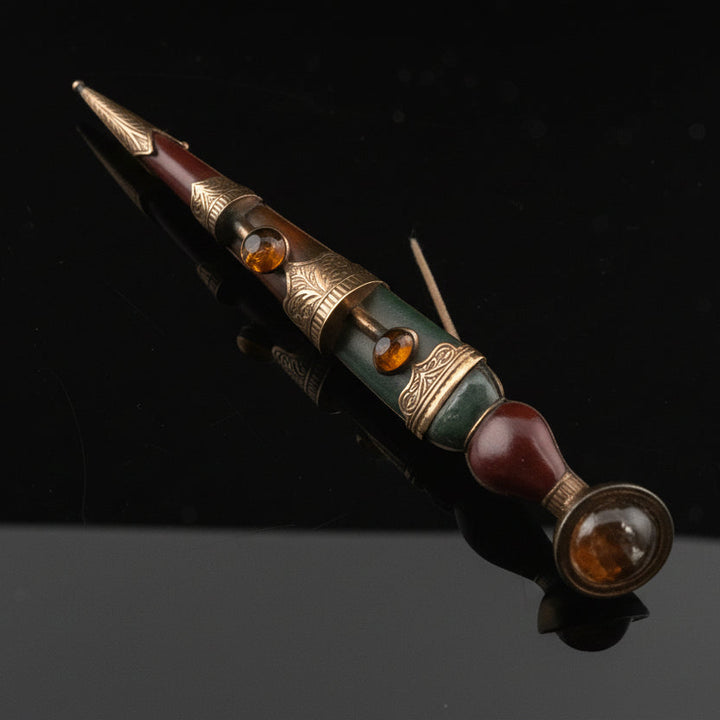 Scotttish Dirk 1890 Gemstone 9K Brooch