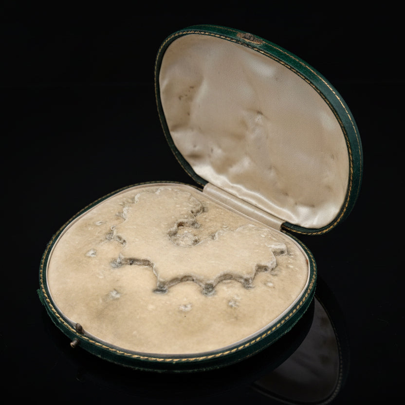 Victorian Harvey & Core Sapphire & Rose Cut Diamond Silver/14K Gold Necklace with Original Fitted Box