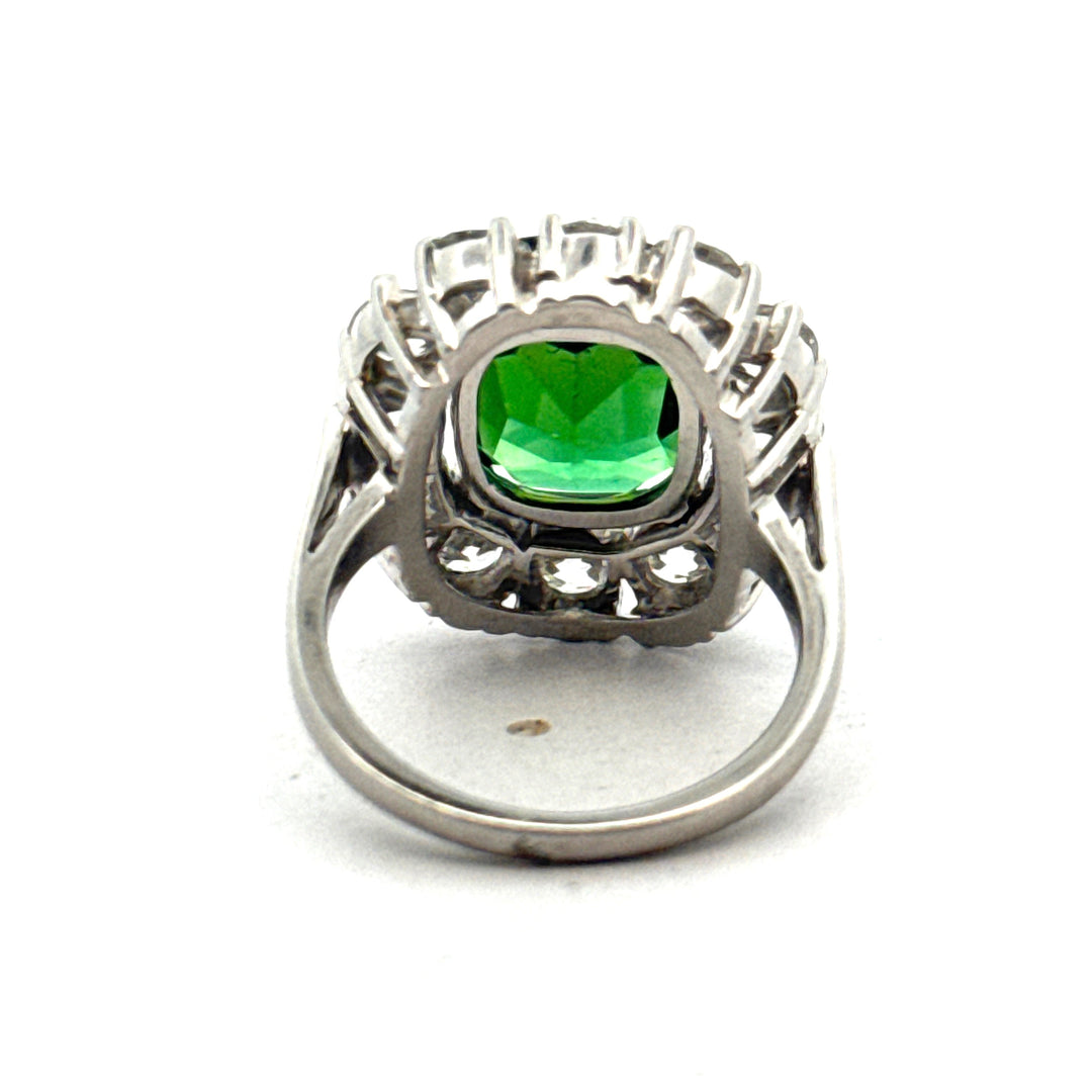 Fine Tourmaline and Diamond Platinum Ring