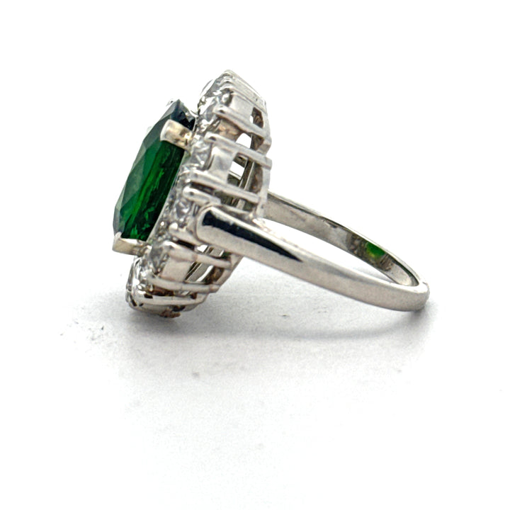 Fine Tourmaline and Diamond Platinum Ring