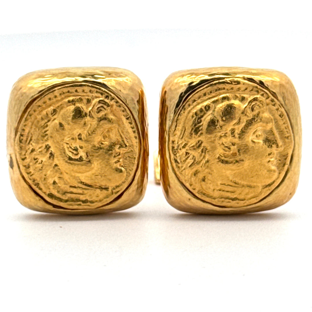 Estate David Webb Roman/Ancient 18K Yellow Coin Cuff Links