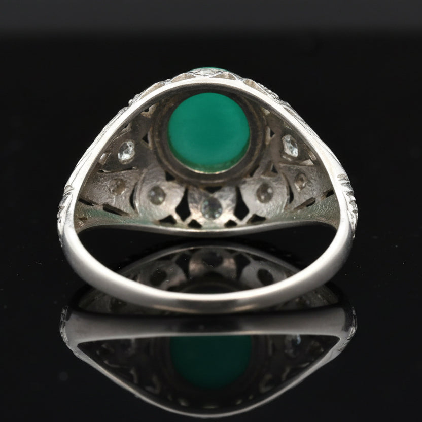 Estate Emerald and Diamond Platinum Ring