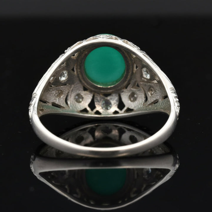 Estate Emerald and Diamond Platinum Ring