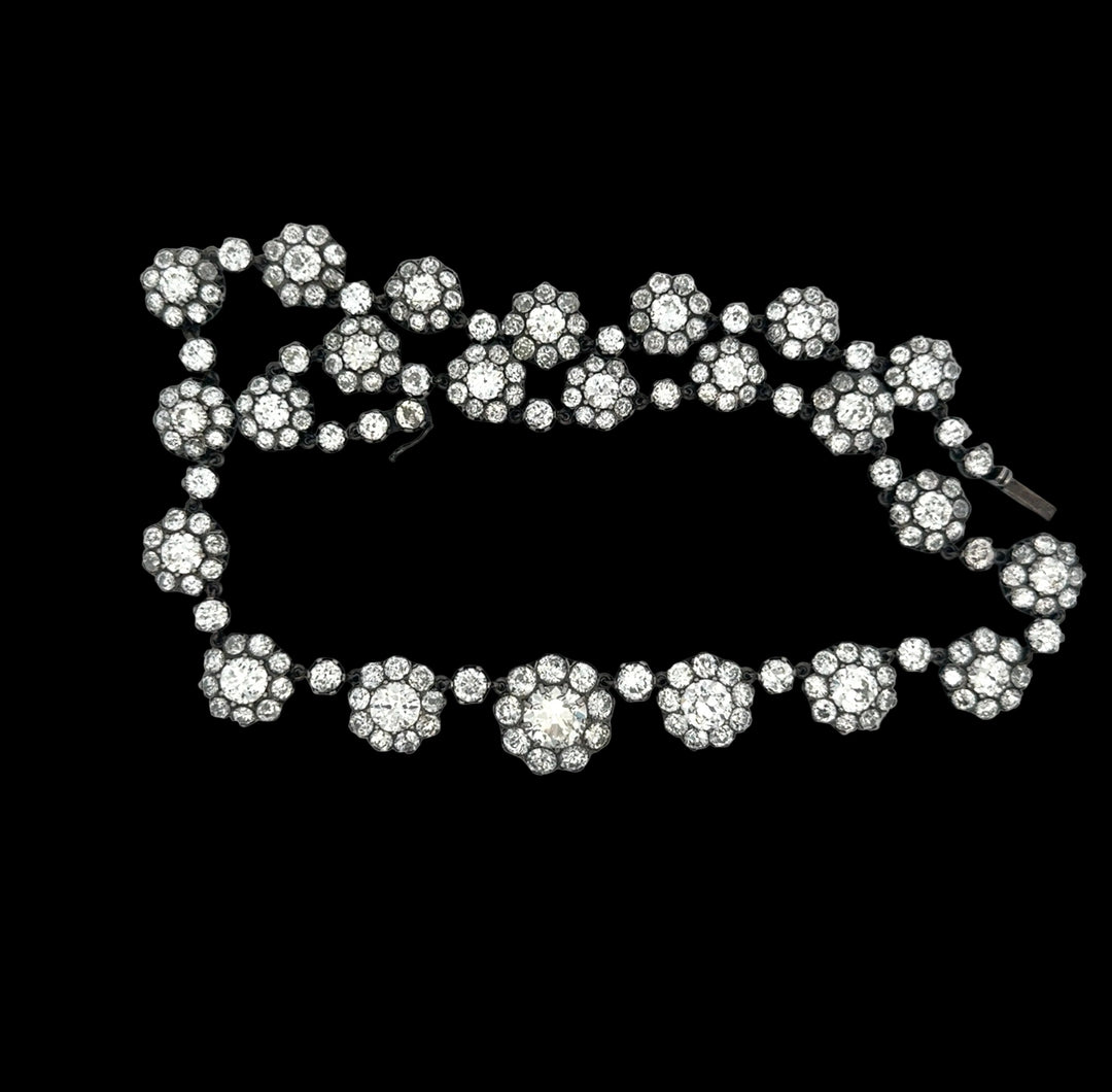 Vintage 58.75cttw Diamond Platinum and 18Kt White Gold Necklace