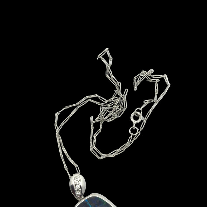 Custom Designer 61.17ct Boulder Opal and Diamond Platinum Necklace