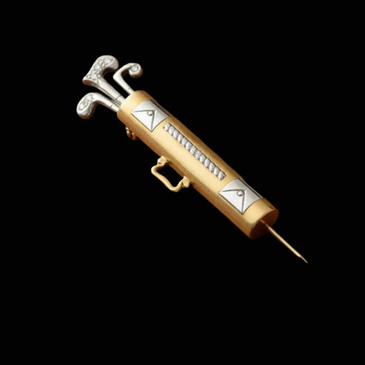 Custom Made Golf Bag Diamond 18K White/Yellow Gold Brooch