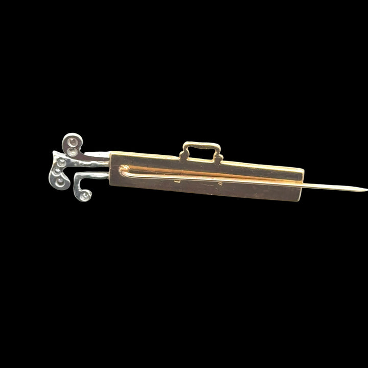 Custom Made Golf Bag Diamond 18K White/Yellow Gold Brooch